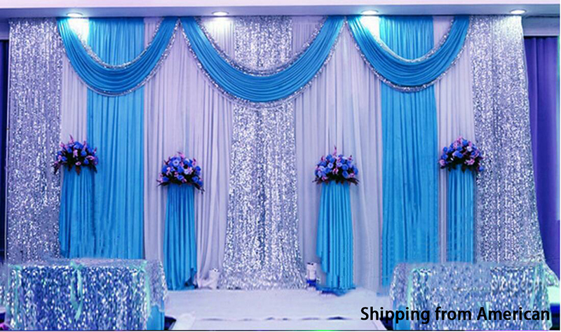 Drapes Swag Silk Fabric Decoration Blue Nice Fold Wedding